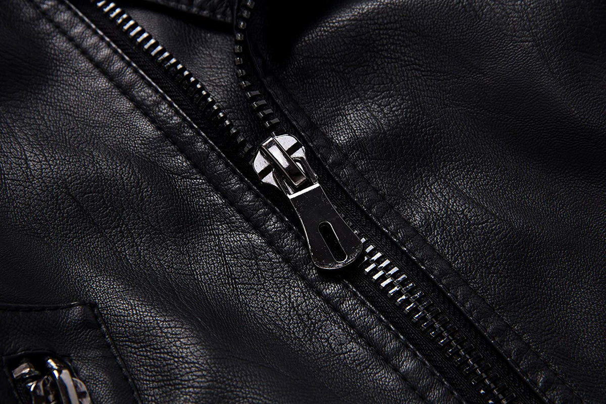 Men's Vintage Asymmetric Zip Lightweight Faux Leather Jacket