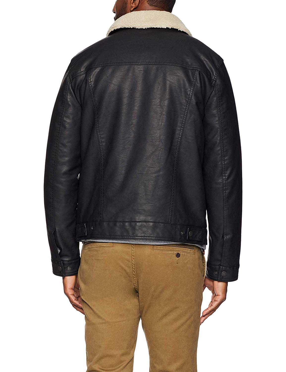 Levi's Men's Faux Leather Sherpa Lined Trucker Jacket