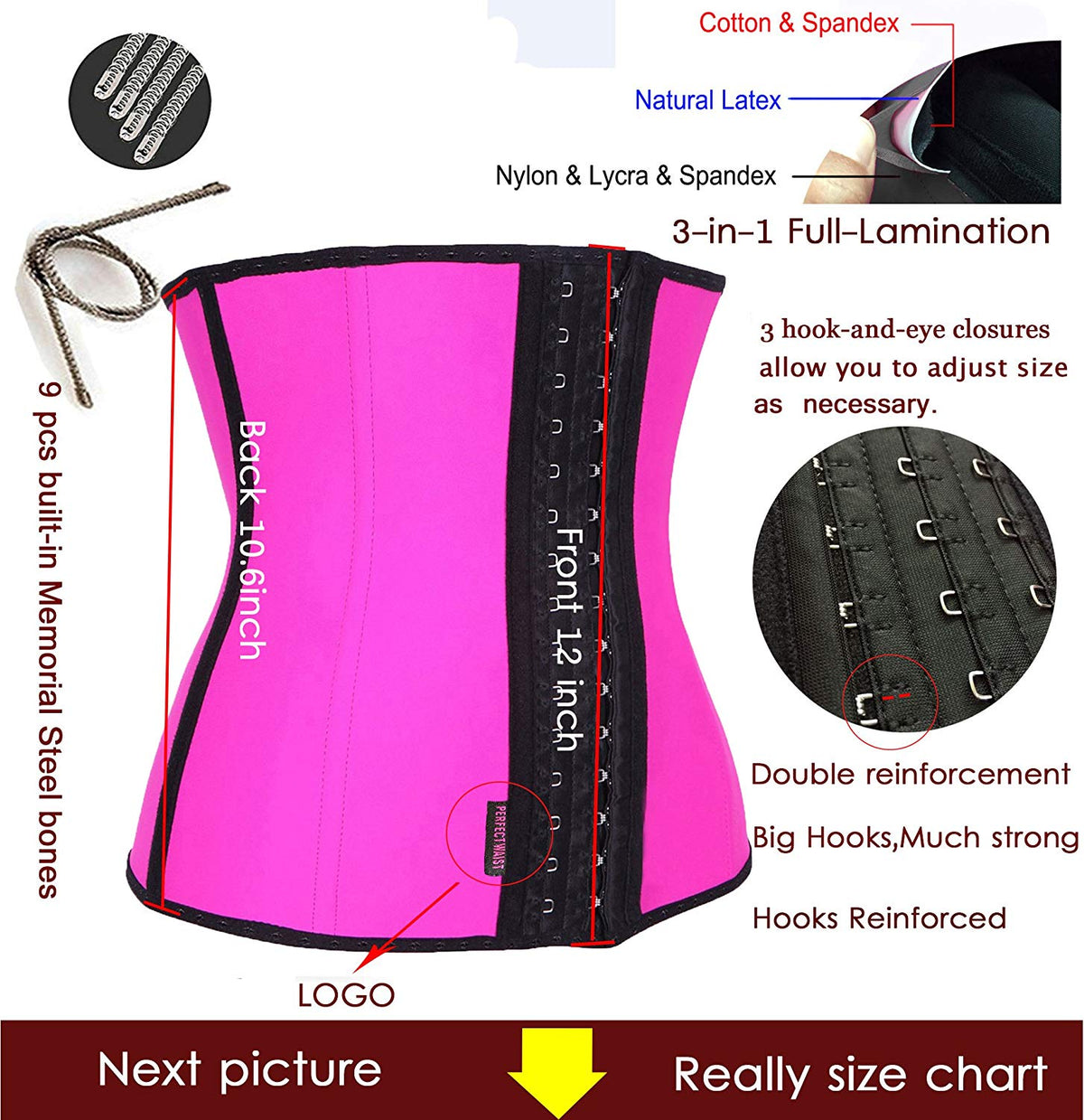 DILANNI Womens Latex Waist Trainer Corset for Weight Loss Hourglass Body Shaper