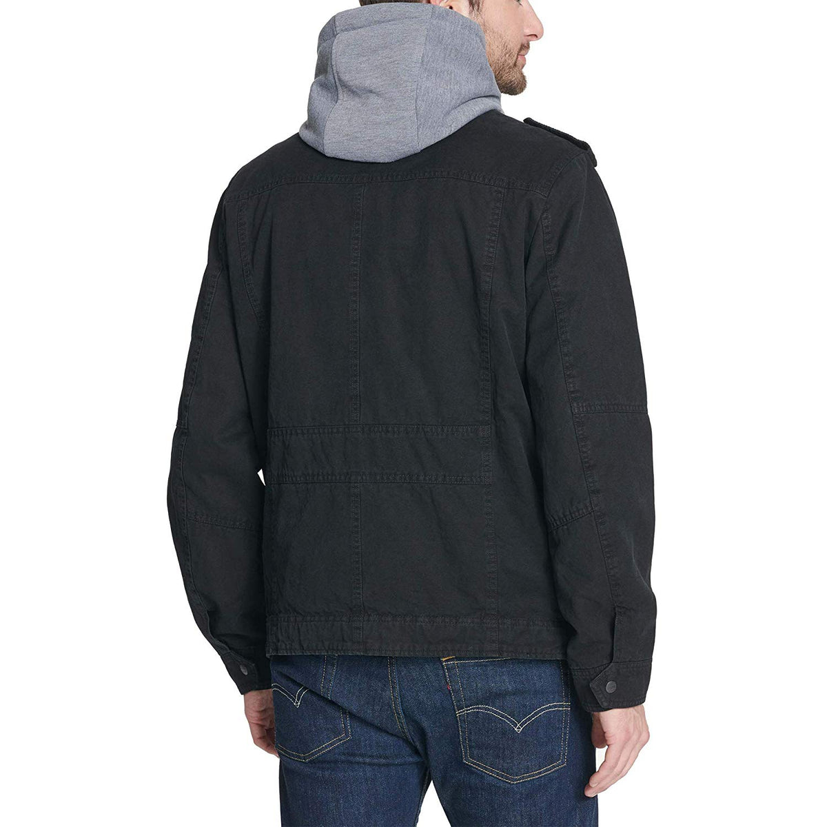 Levi's Men's Washed Cotton Hooded Military Jacket