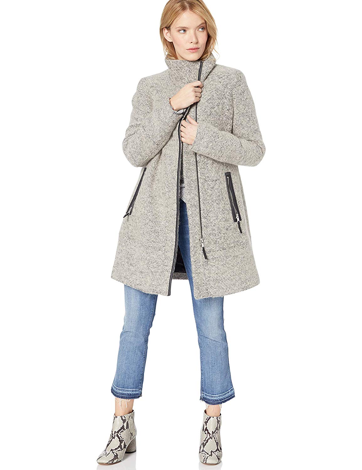 Calvin Klein Women's Wool Coat with Tunnel Collar