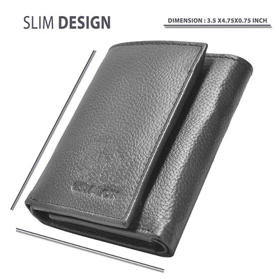 Trifold Wallets for Men - Real Leather RFID