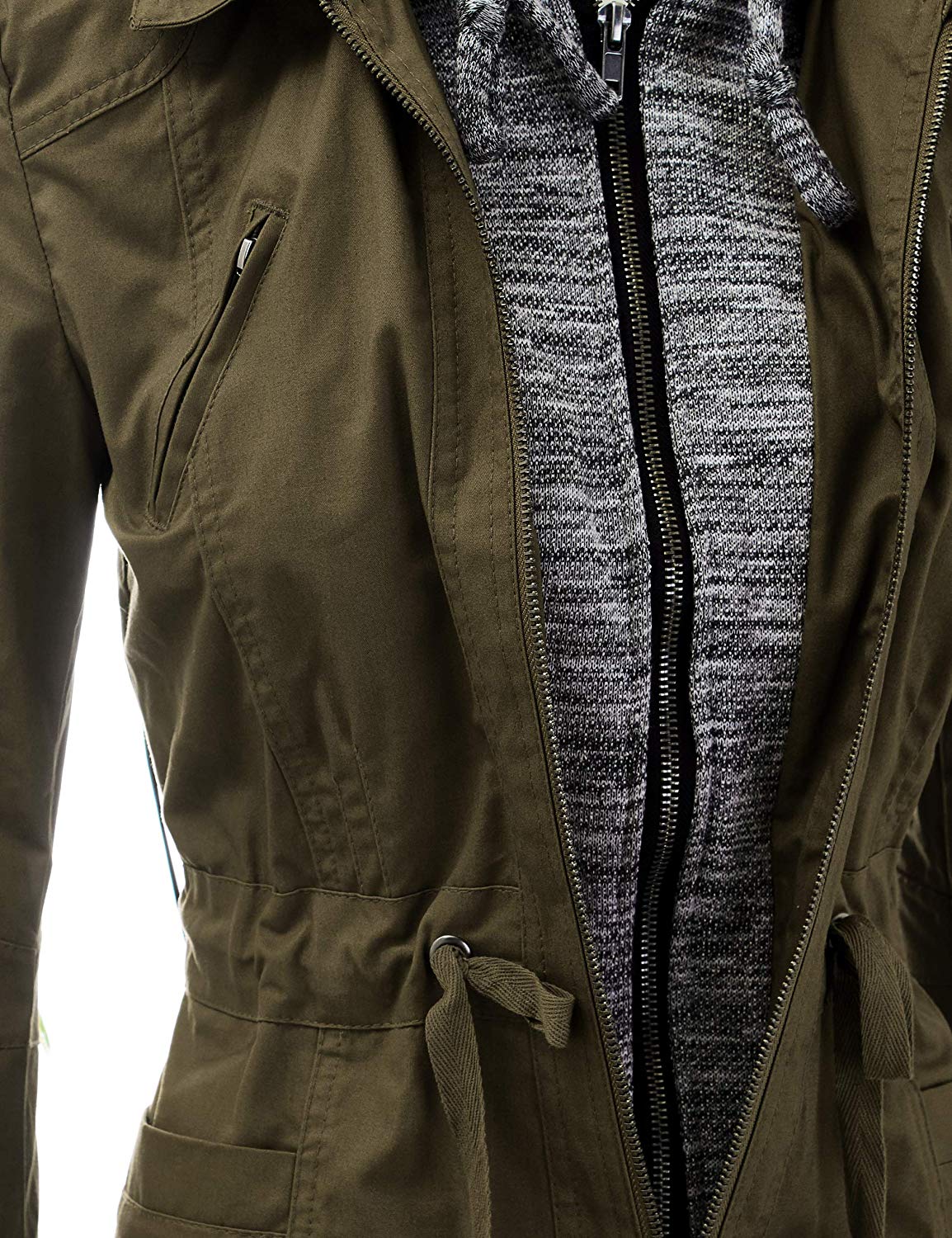 FASHION BOOMY Women's Zip Up Safari jacket