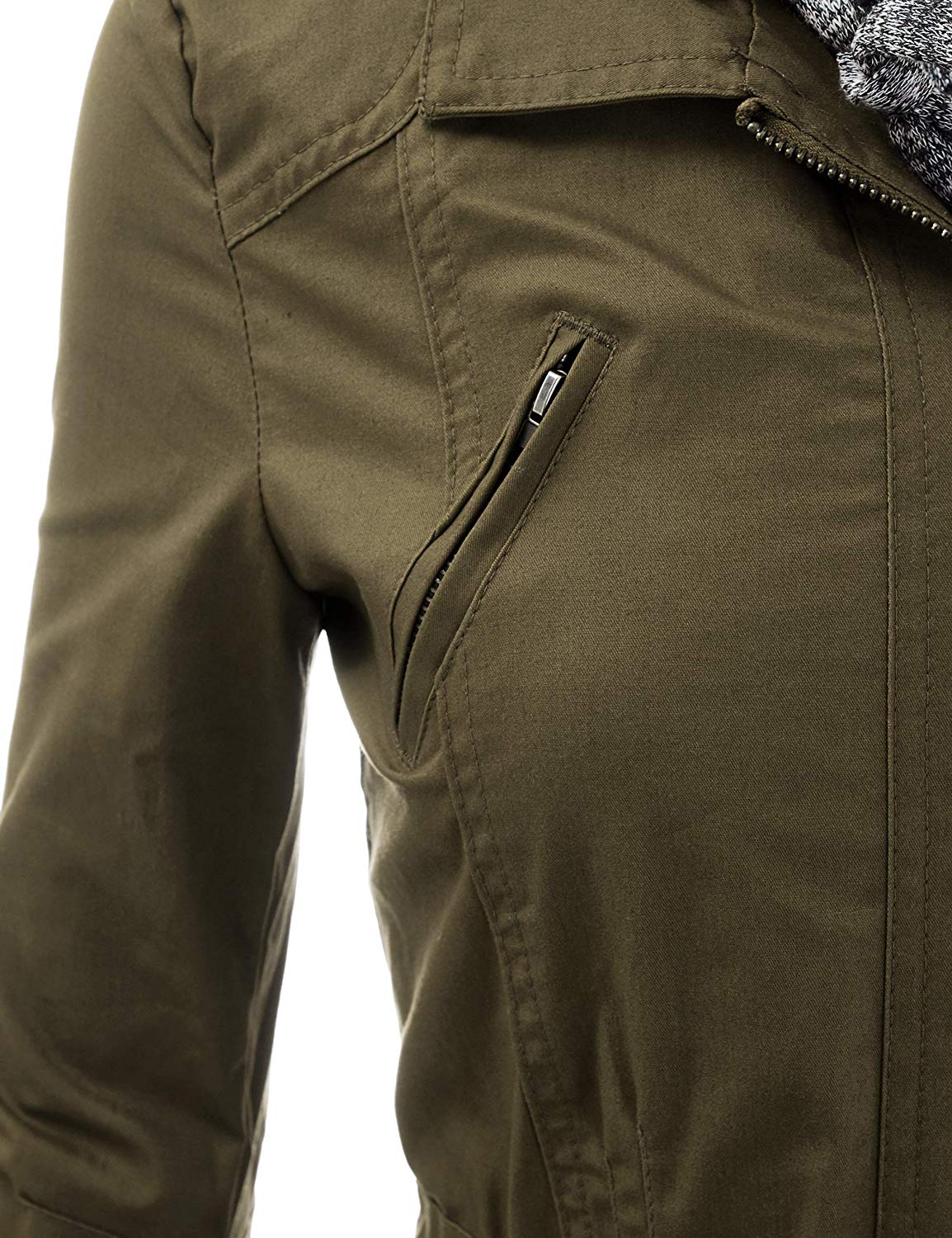 FASHION BOOMY Women's Zip Up Safari jacket