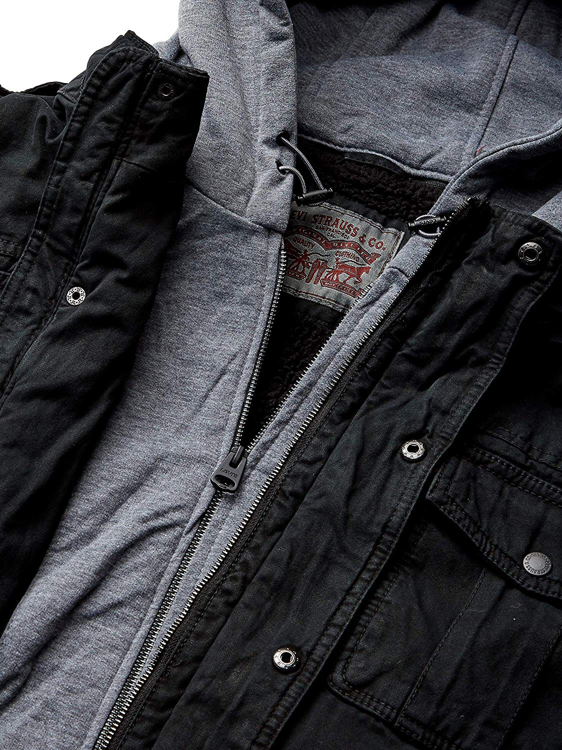 Levi's Men's Washed Cotton Hooded Military Jacket